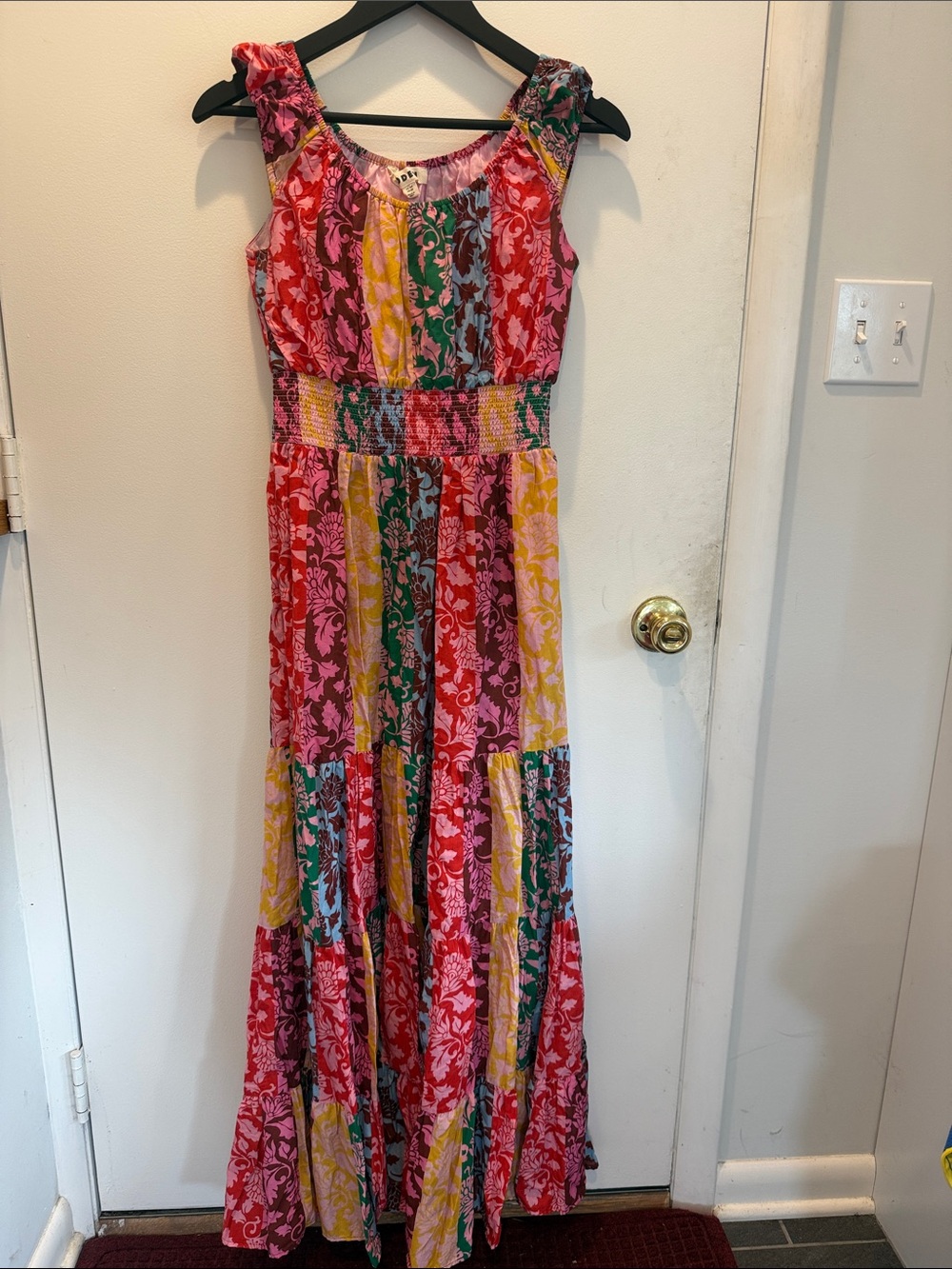 Boden Multicolor Floral Stripe Maxi Dress - Red, Pink, Yellow, Green, Blue